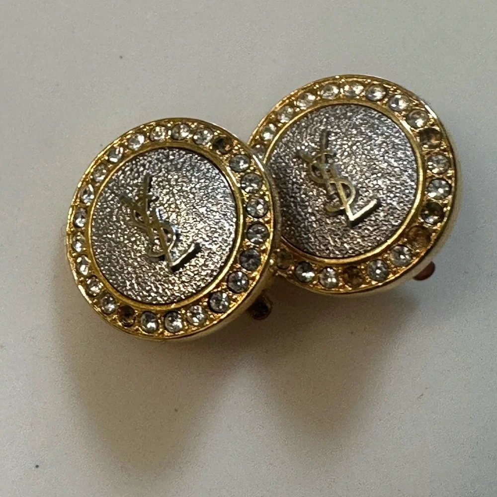 Authentic YSL Elegant Gold and Silver Women's Earrings - Picture 2 of 9